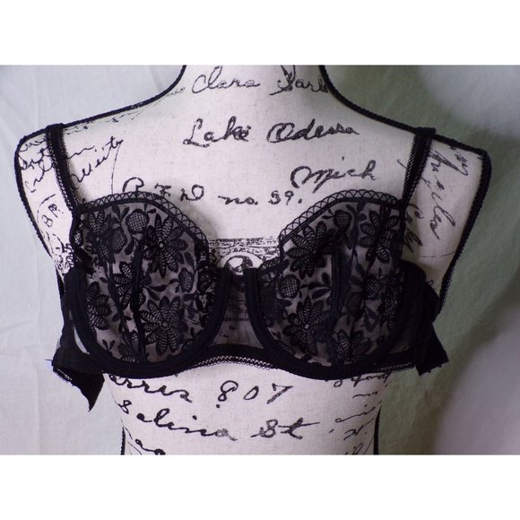 🆕SIMONE PERELE Amazone Demi Lace Underwire Non-Padded Bra Black 32D #1C2330 - Picture 8 of 8